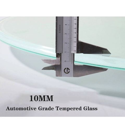 Large Lazy Susan Turntable For Dining Table And Kitchen With Tempered Glass Surface showing 10mm thickness measurement