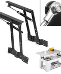 Folding Spring Loaded Table Hinge Two Piece Lift Up Mechanism Smooth Heavy Duty Furniture Hardware for Coffee Shelves with black finish.
