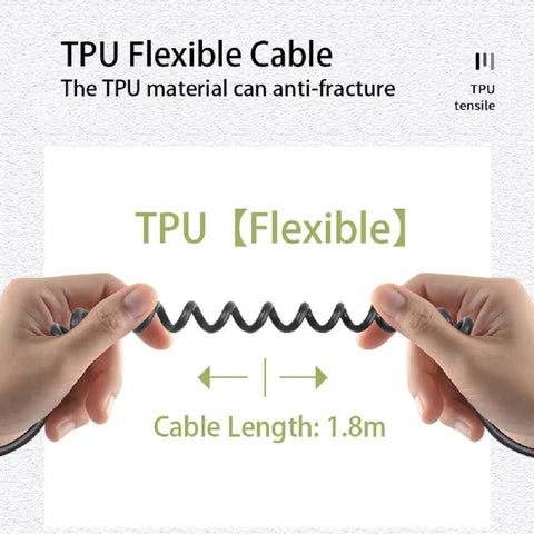 Hands stretching TPU flexible cable with 1.8m length for Dual Ptt Handheld Microphone Speaker For GMRS Ham Radios.