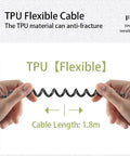Hands holding TPU flexible cable with 1.8m length, suitable for Rugged Handheld Speaker Microphone for Two Way Radios with Dual PTT.