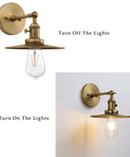Industrial Vintage 1 Light Wall Sconce With 7.9 Inch Metal Shade Antique Vanity Light showing on and off states.