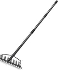Heavy Duty Bow Rake With Adjustable Handle, 5Ft Metal Yard Rake, 17 Tine Wide Head For Lawn Leaves Mulch And Thatch