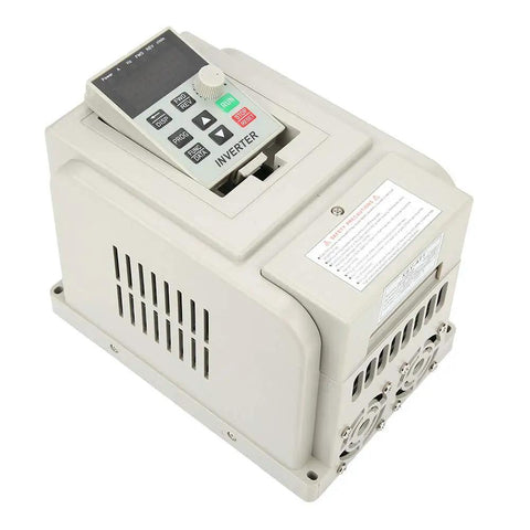Pro Grade 3HP 2.2kW 220V VFD Drive Inverter with AT1 2200X Speed Controller for single to three-phase conversion, top view