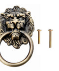4 Pack Bronze Lion Head Drawer Pulls And Ring Pull Cabinet Handles With 2 Inch Lion Head Knob 2 Inch Ring Diameter Includes 22mm 27mm And 32mm Screws For Doors Dressers Cabinets Furniture