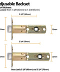 Adjustable backset diagram for Passage Door Levers Set For Interior Use Beefy Heavy Duty Square Door Handles