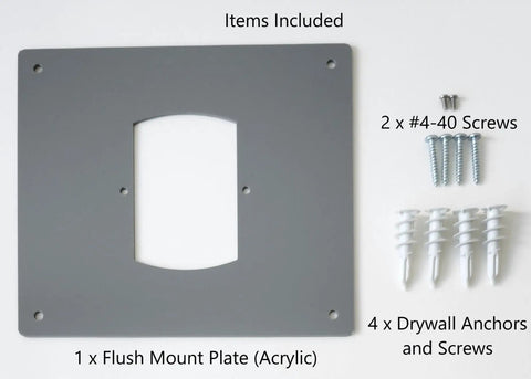 Flush Mount Plate Kit For Whole Home Surge Protector Acrylic Gray Easy Install For CHSPT2ULTRA And CHSPT2SURGE Includes Mount Plate Screws And Drywall Anchors Works With Drywall Or Direct Mount No Mess components shown