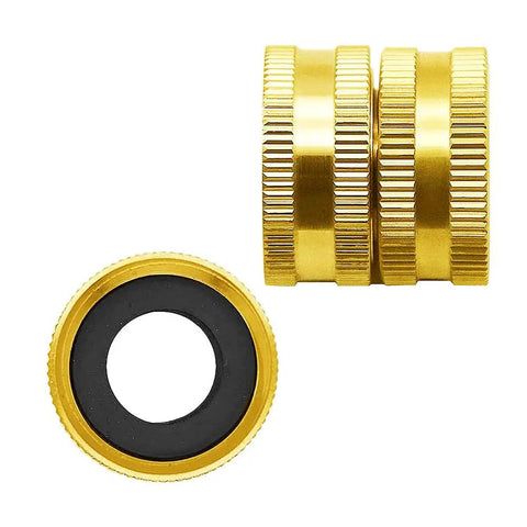 2 Pack Three Quarters Inch GHT Female to Female Garden Hose Connector Brass Swivel Fittings for Standard Hoses and Watering Tools, Heavy Duty, Corrosion Resistant, Rustproof, Durable, Easy Quick Connect