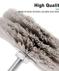 Close-up of 3 Pack Nylon Abrasive Wheel Brush Filament Set With 320 400 600 Grit for rust removal and paint prep, side view