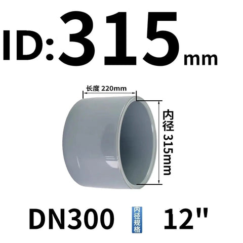 Boss Grade PVC Pipe Cap For Water Supply And Irrigation U Plug Fittings Grey 20 25 32 40 50 63 To 315mm Diameter Durable Cap DN300 ID 315mm, grey PVC end cap