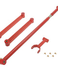 Four Piece Rear Upper And Lower Control Arms And Adjustable Panhard Track Bar Kit For Enhanced Suspension Precise Alignment Grease Sealed Bushing Design Quiet Ride Heavy Duty Performance For Off Road And Daily Driver Trucks, red
