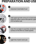 Instruction steps for using Infinity Lighter Multitool Keychain With Bottle Opener And Waterproof Windproof Permanent Match