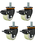 Heavy Duty Caster Wheels With M Threaded Stem Swivel Casters And Brakes, 3-inch, non-marking polyurethane tread, set of four