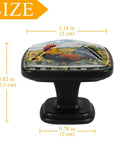 4 Pack Square Kitchen Cabinet Knobs Sunflower Rooster Design Dope Black Glass ABS Drawer Pulls For Cabinets with size dimensions