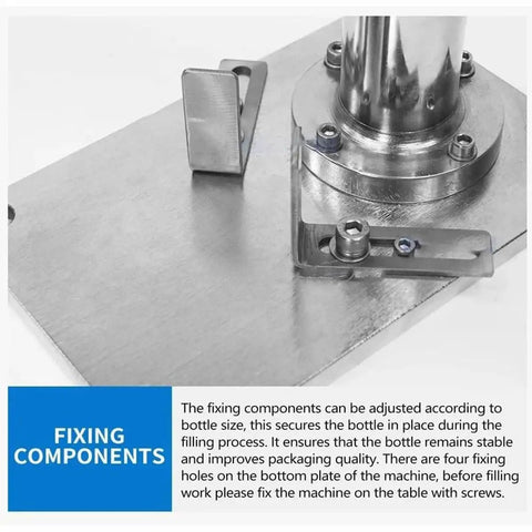 Detail of fixing components on Slick Manual Aerosol Spray Can Filler Machine For Zero Hassle Paint Refills and Butane Gas Tanks.