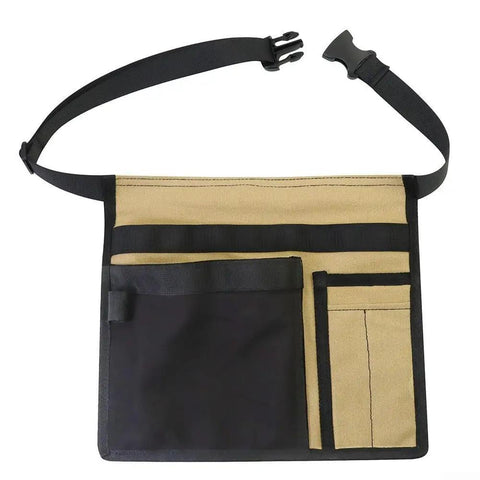 Heavy Duty Adjustable Tool Belt Pouch With 6 Pockets, Reinforced Canvas Construction For Screwdrivers, Rulers And Other Hand Tools, Durable Gray Carpenter Belt For Pros And DIY Projects, front view