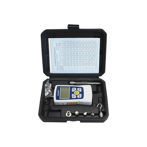 Push And Pull Force Tester Portable Dynamometer With High Precision Load Measurement For Compression And Tension, Multi Unit Display Newton Kilogram Pound And Ounce, Adjustable Acceleration Setting For Accurate Readouts 20N in carrying case