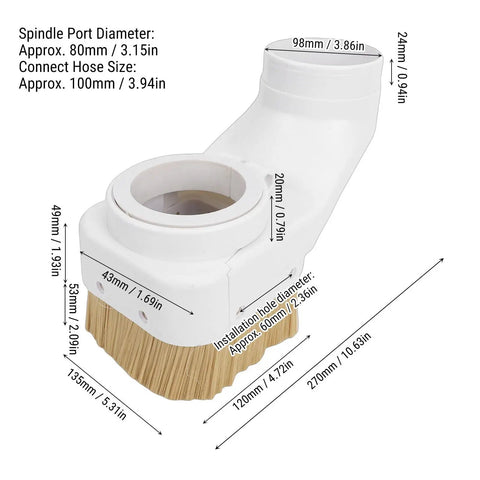 Drop In Ready 80Mm Cnc Spindle Dust Boot For Tight Seals And Zero Debris Worries Keeps Engravings Clean And Mills Running Smooth For That Rock Solid Workshop Performance Without The Headaches, showing dimensions and hose connection.