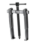 Two Jaw Adjustable Gear Puller For Bearings And Pulleys, 5 inch jaw span, carbon steel, front view of heavy duty separator tool.