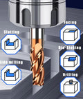 2-Piece Half Inch Carbide End Mill Bits Set, 3 Inch Overall Length, Half Inch Cutting Diameter, 1 Inch Cutting Length, 4 Flutes