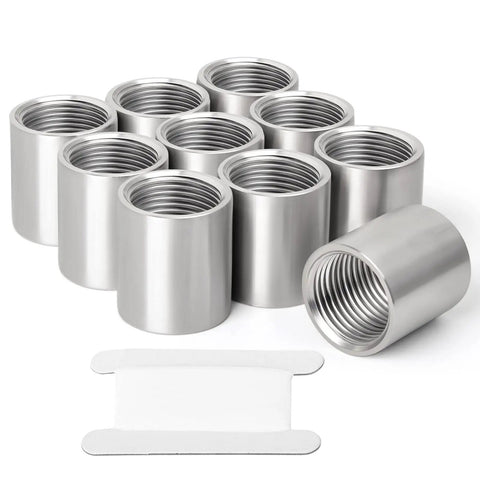 Set of 304 Stainless Steel Pipe Fitting Coupling Three Quarter Inch By Three Quarter Inch Npt Female Threaded Cast Connector Corrosion Resistant
