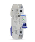 Side view of 10 Amp C Curve DIN Rail Mount Mini Circuit Breaker UL489 Listed For 277VAC And 60VDC With 10kAIC Fault Current