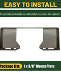 Three Eighths Inch Thick Quick Tach Cut Out Mount Plate for Skid Steer Attachments, 46x18.5 inches, steel, front view