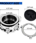 Heavy Duty Ridiculously Tough 3 Bolt Kitchen Sink Flange Kit With Stainless Steel Build dimensions 4.37 inches, 3.37 inches, and 3.5 inches.