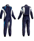 Lightweight Breathable Go Kart Racing Suit For Adults With Top Notch Custom Digital Printing Team Colors Sponsor Logos And Personal Branding Made For Men And Women Size Large 54 For Pro Level Motorsport Driving, front and back view, size large 54
