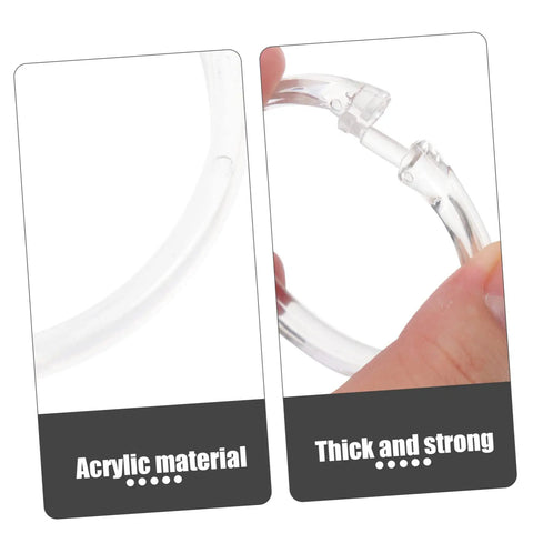24 Pack Transparent Shower Curtain Rings With Smooth Glide For Roman Rods Flexible Hanging Hooks showing acrylic material