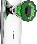 Prairie Plate With Keyhole Privacy Crystal Emerald Glass Door Knob In Bright Chrome Two And Three Quarter Inch Backset