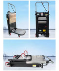 Ultimate Motorized Stair Climbing Cart With Foldable Handle And No Slip Wheels, compact design for heavy loads like beer kegs.