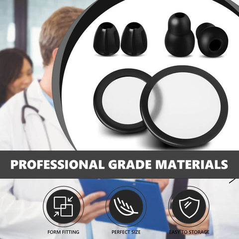 24 Pack Stethoscope Spare Parts Kit With Replacement Diaphragms And Ear Tips, Black Stethoscope Accessories for medical use.