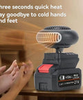 Stay Hella Toasty On The Road Or At Camp With This Plug Free Battery Powered Space Heater with quick heat feature and battery pack.