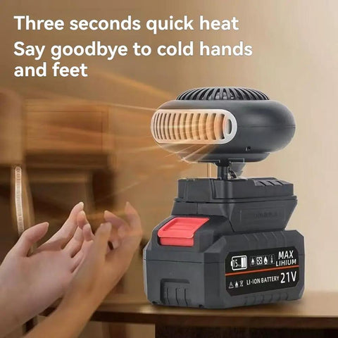 Stay Hella Toasty On The Road Or At Camp With This Plug Free Battery Powered Space Heater with quick heat feature and battery pack.