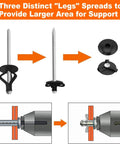 Illustration of Three Sixteenths Inch Tri Grip Rivets Set 50 Pieces Marine Aluminum with spreadable legs for support in marine use.
