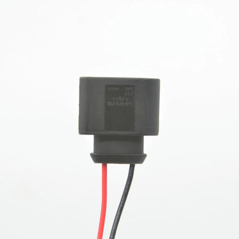 Plug And Play 2 Pin Coolant Level Sensor Connector Pigtail With Pre Crimped Wires 6 Inch Leads, black connector with red and black wires