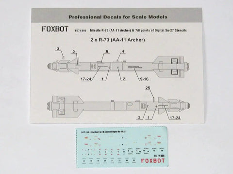 1/72 Soviet R73 AA11 Archer Missile Decal Set And Seven Eighths Digital Su27 Stencil Points For Scale Model Aircraft Builds