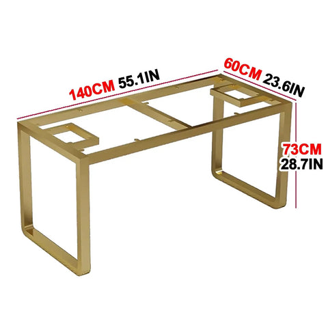 Heavy Duty Industrial Metal Table Legs With Adjustable Height Feet, Sturdy Cold Rolled Steel Furniture Support For Desk Or Dining Projects, Next Level Build That Slays Your Space, Zero Compromise Quality - gold frame dimensions shown.