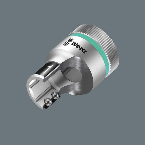 Zyklop 3/8 Inch Drive Socket With Holding Function, 8 x 29 mm, chrome vanadium steel, showing knurled grip and ball stop groove.