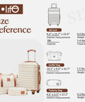 COOLIFE 3-piece white softside luggage set with wheeled carry-on, duffel bag, and toiletry bag.