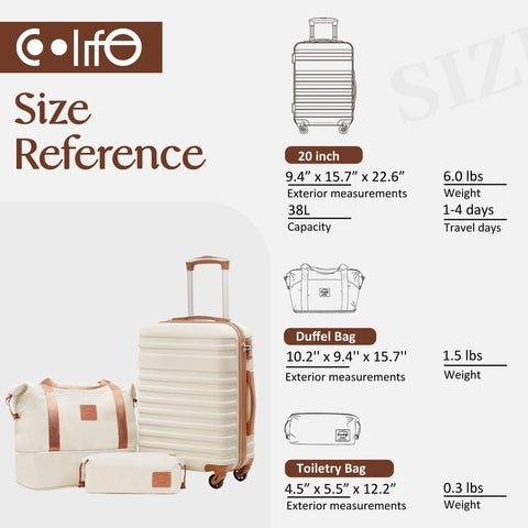 Lightweight 3-Piece Travel Luggage Set