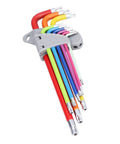 Top Notch Professional Star Hex Key Wrench Set Made From Heavy Duty Chrome Vanadium Steel Long Arm Torx Tool Kit With Zero Rebound Design For Real Mechanics And Serious DIY Projects In Sizes T10 Through T50 That Rock. Color-coded Torx key set in holder, T10-T50, chrome vanadium steel