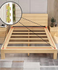 Premium Steel Bed Rail Brackets And Frame Hardware For Wooden Headboards Footboards Quick Install Kit displayed on a wooden bed frame.