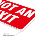 Close-up of a Two Pack Heavy Duty Aluminum Not Exit Sign Measuring Ten By Seven Inches with rounded corner.