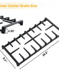 Center Stove Grate Replacement For Gas Range Cast Iron Matte Enamel 19.3 In Long By 9.1 In Wide By 1.5 In High Built To Last For Everyday Kitchen Hustle Fits Center Burner On General Electric Style Ovens JXGRATE1 Compatible Not For JXGRATE2 Or JXGRILL2 showing measurements