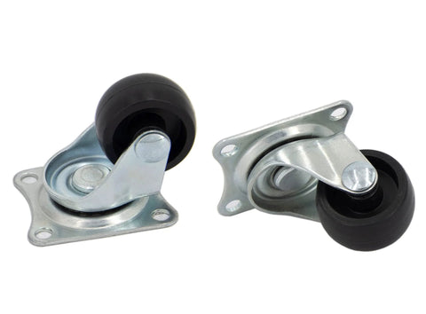 Cofufu 1-inch black plastic caster wheels on metal mounting plates; pair of swiveling casters