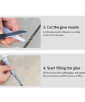 Person cutting glue nozzle and filling cracks using Crack Repair Sealant For Concrete And Surfaces 500Ml Quick Dry Bonding Agent