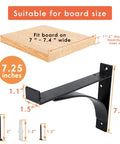 Heavy Duty Shelf Brackets 14 Inch L Shaped 6 Pack Black Powder Coated Rustproof Anti Scratch Super Strong Floating Shelf Brackets For Solid Load Bearing with dimensions and board fit details