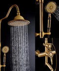 UMJIGF Antique Bronze Shower System with Hot and Cold Water Wall Mounted Shower Faucet Set Multifunction single handle with shower head.
