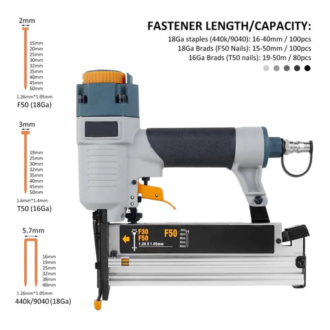 Reliable Pneumatic Brad Nailer Gun With Precision Depth Trigger Feather Touch Ergonomics Built To Crush Carpentry And Upholstery Jobs Without Breaking A Sweat